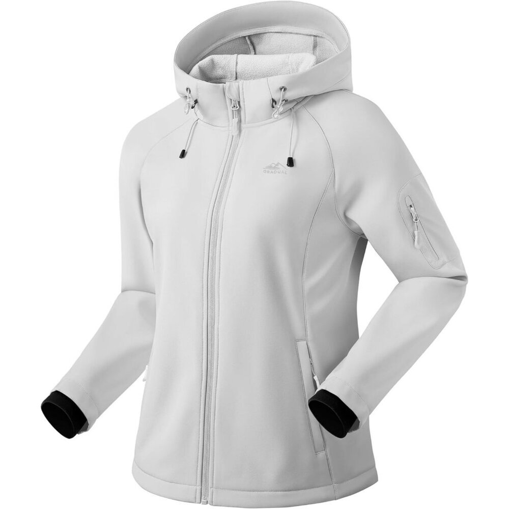 Women's Pale Fleece Lined Fabric Winter Warm Windproof Vest Hooded Jacket Coat